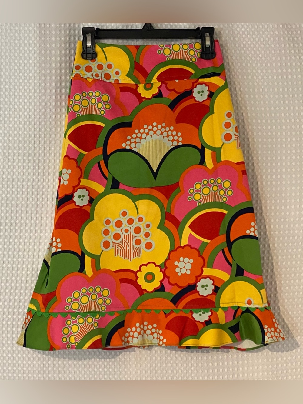 Vintage F.L. Malik Retro Floral Ruffle Skirt Made in USA | Size 8